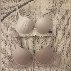 Aerie Lace Trimmed Bras - Cream and Tan